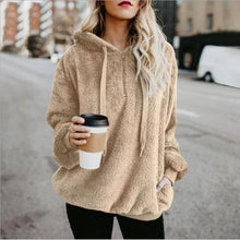 Load image into Gallery viewer, Full Size Quarter-Zip Drawstring Teddy Hoodie
