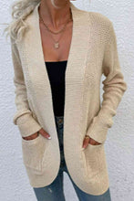 Load image into Gallery viewer, Open Front Rib-Knit Cardigan with Pockets
