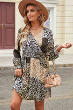 Load image into Gallery viewer, Leopard Surplice Neck Flounce Sleeve Dress
