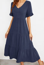 Load image into Gallery viewer, Short Sleeve V-Neck Tiered  Dress
