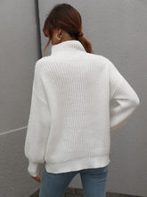 Load image into Gallery viewer, High Neck Balloon Sleeve Rib-Knit Pullover Sweater
