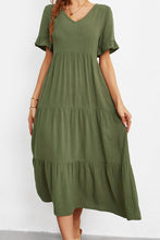 Load image into Gallery viewer, Short Sleeve V-Neck Tiered  Dress
