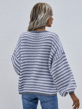 Load image into Gallery viewer, Striped Drop Shoulder V-Neck Pullover Sweater
