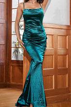 Load image into Gallery viewer, Satin Spaghetti Strap Fishtail Dress
