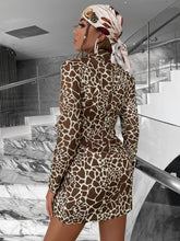 Load image into Gallery viewer, Giraffe Print Tie-Waist Lapel Collar Blazer Dress
