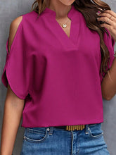 Load image into Gallery viewer, Notched Cold Shoulder Blouse
