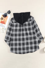 Load image into Gallery viewer, Plaid Drawstring Hooded Shirt Jacket
