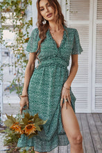Load image into Gallery viewer, Leopard Frill Trim Flutter Sleeve Dress
