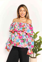 Load image into Gallery viewer, Double Take Floral Off-Shoulder Flounce Sleeve Layered Blouse
