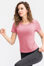 Load image into Gallery viewer, Breathable Cutout Curved Hem Tee Shirt
