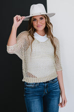 Load image into Gallery viewer, GeeGee Gracefully Golden Full Size Run Openwork Sweater
