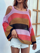 Load image into Gallery viewer, Striped Cold-Shoulder Sweater
