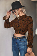 Load image into Gallery viewer, Animal Print Tie-Back Cropped Blouse
