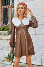 Load image into Gallery viewer, PU Leather Statement Collar Dress

