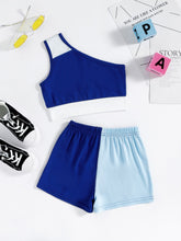 Load image into Gallery viewer, Color Block One-Shoulder Tank and Shorts Set
