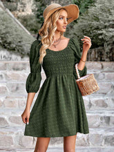 Load image into Gallery viewer, Swiss Dot Smocked Scoop Neck Dress
