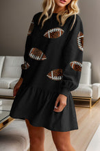 Load image into Gallery viewer, Football Sequin Round Neck Dropped Shoulder Mini Dress
