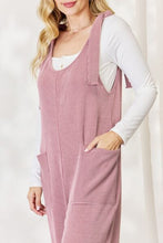 Load image into Gallery viewer, Celeste Full Size Ribbed Tie Shoulder Sleeveless Ankle Overalls
