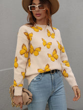 Load image into Gallery viewer, Butterfly Dropped Shoulder Crewneck Sweater
