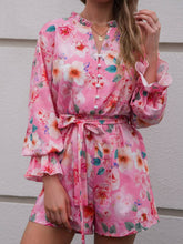 Load image into Gallery viewer, Floral Button Front Tie-Waist Flounce Sleeve Romper
