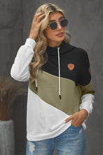 Load image into Gallery viewer, Full Size Range Color Block Cowl Neck Hoodie
