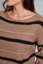 Load image into Gallery viewer, Striped Round Neck Dropped Shoulder Sweater
