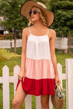 Load image into Gallery viewer, Colorblock Ruffle Hem Cami Dress
