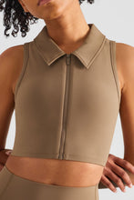 Load image into Gallery viewer, Zip Up Collared Cropped Sports Top
