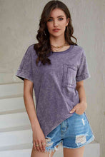 Load image into Gallery viewer, Mineral Wash Round Neck Short Sleeve Blouse
