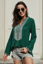 Load image into Gallery viewer, Front Embroidery Long Sleeves Blouse
