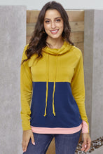 Load image into Gallery viewer, Color Block Raglan Sleeve Drawstring Sweatshirt
