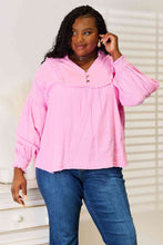 Load image into Gallery viewer, Double Take Exposed Seam Buttoned Notched Neck Blouse
