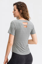 Load image into Gallery viewer, Breathable Cutout Curved Hem Tee Shirt
