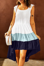 Load image into Gallery viewer, Color Block Square Neck High-Low Midi Dress
