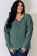Load image into Gallery viewer, Basic Bae Full Size Ribbed Half Button Long Sleeve T-Shirt
