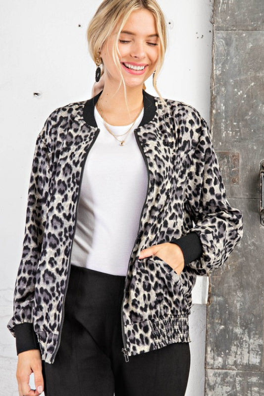 Mazik Animal Print Bomber Jacket