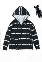 Load image into Gallery viewer, Striped Half-Button Drawstring Hoodie
