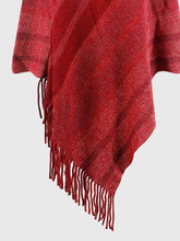 Load image into Gallery viewer, Striped Fringe Hem Hooded Poncho
