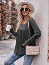 Load image into Gallery viewer, Double Take Pleated Detail Curved Hem Long Sleeve Top
