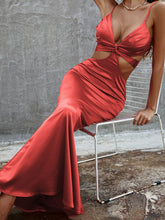 Load image into Gallery viewer, Ruched Cutout Spaghetti Strap Maxi Sheath Dress
