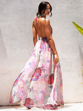 Load image into Gallery viewer, Floral Halter Neck Backless Split Dress
