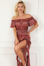 Load image into Gallery viewer, Smocked Off-Shoulder Ruffle Hem Dress
