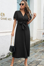 Load image into Gallery viewer, Flutter Sleeve Belted Surplice Midi Dress
