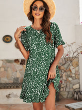 Load image into Gallery viewer, Printed Flounce Sleeve Ruffle Hem Dress
