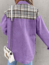 Load image into Gallery viewer, Plaid Button Up Dropped Shoulder Jacket
