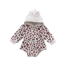 Load image into Gallery viewer, Baby Leopard Print Drawstring Hooded Bodysuit
