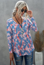 Load image into Gallery viewer, Leopard and Tie-Dye Print Ruffle Hem Top
