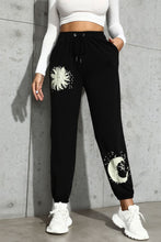 Load image into Gallery viewer, Sun and Moon Graphic Drawstring Joggers
