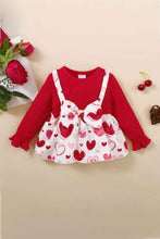 Load image into Gallery viewer, Girls Heart Print Bow Detail Sweater and Flare Pants Set
