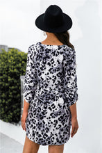 Load image into Gallery viewer, Animal Print V-Neck Asymmetrical Dress
